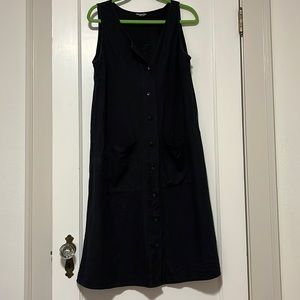 Ali Golden black raw silk button front tank dress